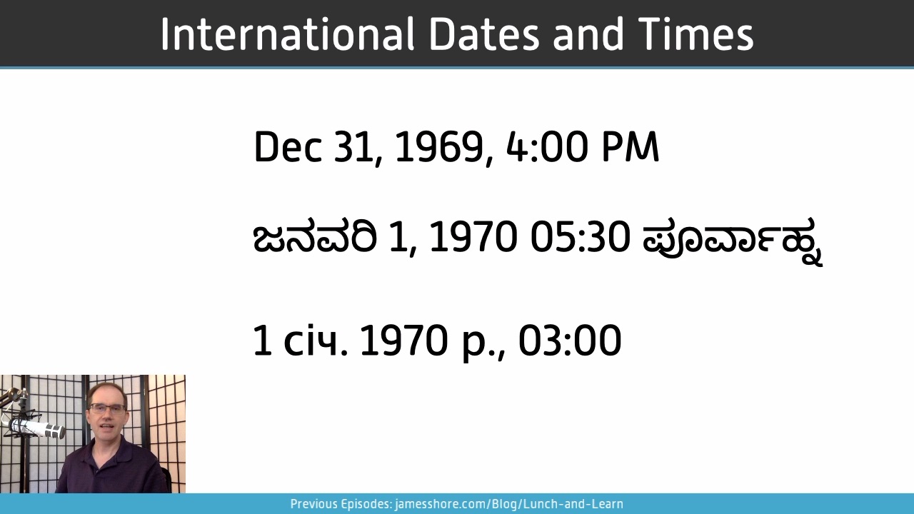 Screenshot of “International Dates and Times” episode